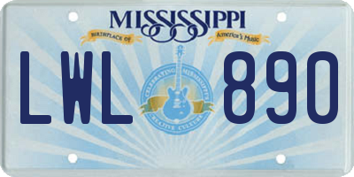 MS license plate LWL890
