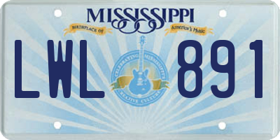 MS license plate LWL891