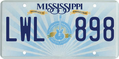 MS license plate LWL898