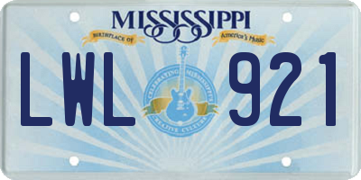 MS license plate LWL921