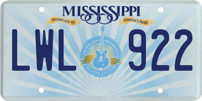 MS license plate LWL922