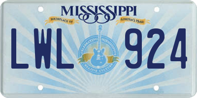 MS license plate LWL924