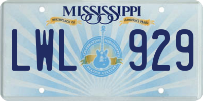 MS license plate LWL929