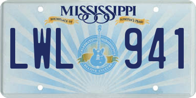 MS license plate LWL941