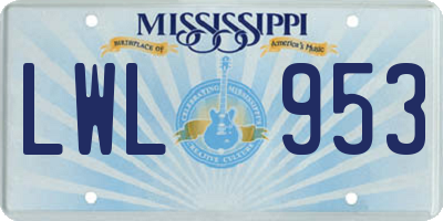 MS license plate LWL953