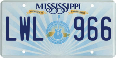 MS license plate LWL966