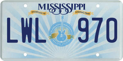 MS license plate LWL970