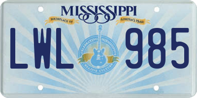 MS license plate LWL985