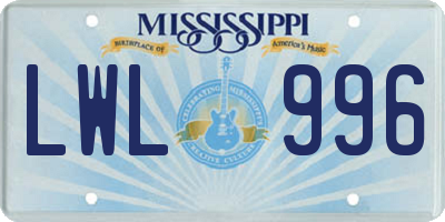 MS license plate LWL996