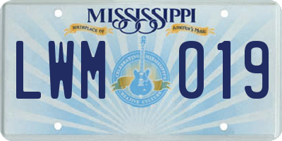 MS license plate LWM019