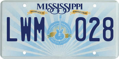 MS license plate LWM028