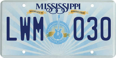 MS license plate LWM030