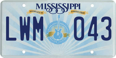 MS license plate LWM043