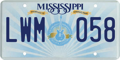 MS license plate LWM058