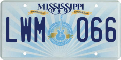 MS license plate LWM066