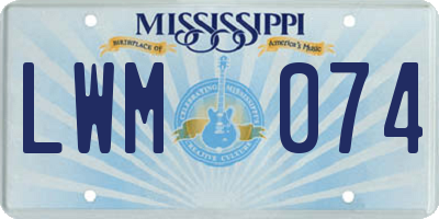 MS license plate LWM074