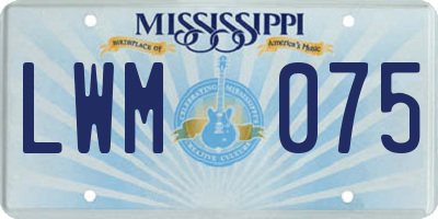 MS license plate LWM075