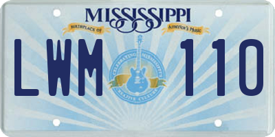 MS license plate LWM110