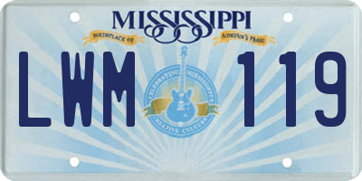 MS license plate LWM119
