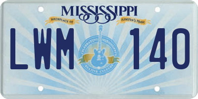 MS license plate LWM140