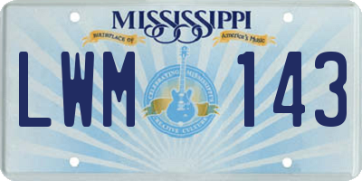 MS license plate LWM143