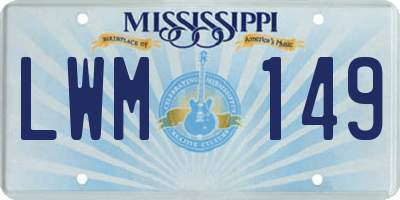 MS license plate LWM149