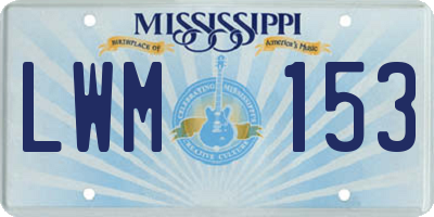 MS license plate LWM153