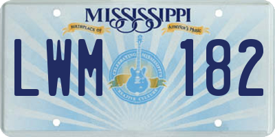MS license plate LWM182