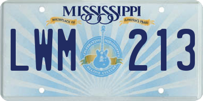 MS license plate LWM213