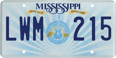 MS license plate LWM215