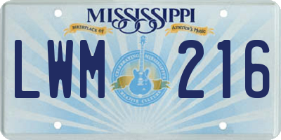 MS license plate LWM216