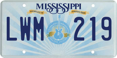 MS license plate LWM219
