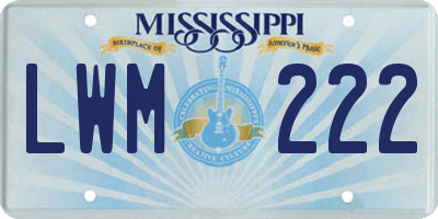 MS license plate LWM222