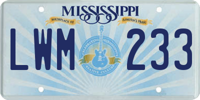 MS license plate LWM233