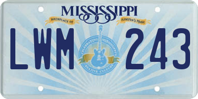 MS license plate LWM243