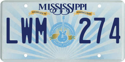 MS license plate LWM274