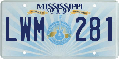 MS license plate LWM281