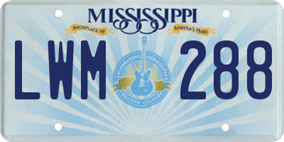 MS license plate LWM288