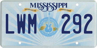MS license plate LWM292