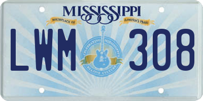 MS license plate LWM308