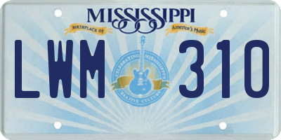 MS license plate LWM310
