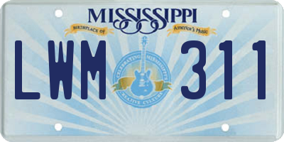MS license plate LWM311