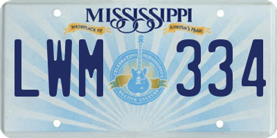 MS license plate LWM334
