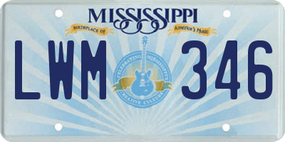 MS license plate LWM346