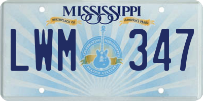 MS license plate LWM347
