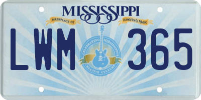 MS license plate LWM365