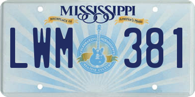 MS license plate LWM381