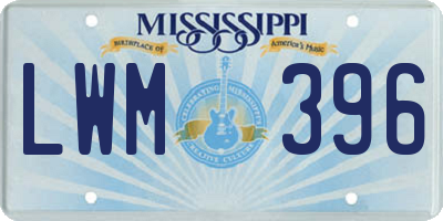 MS license plate LWM396