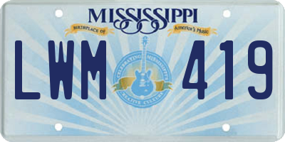 MS license plate LWM419