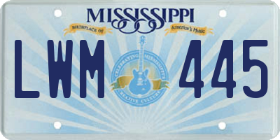 MS license plate LWM445
